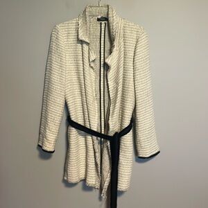 Theory Clairene Tweed Carson Tan/Black Sweater Jacket Size Medium